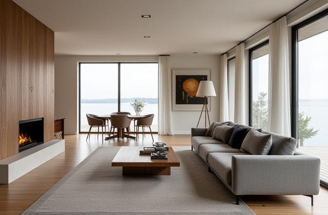 Modernistisk villa interiør med spesialtilpasset møblement